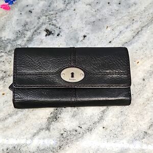 Fossil black Leather Trifold Wallet